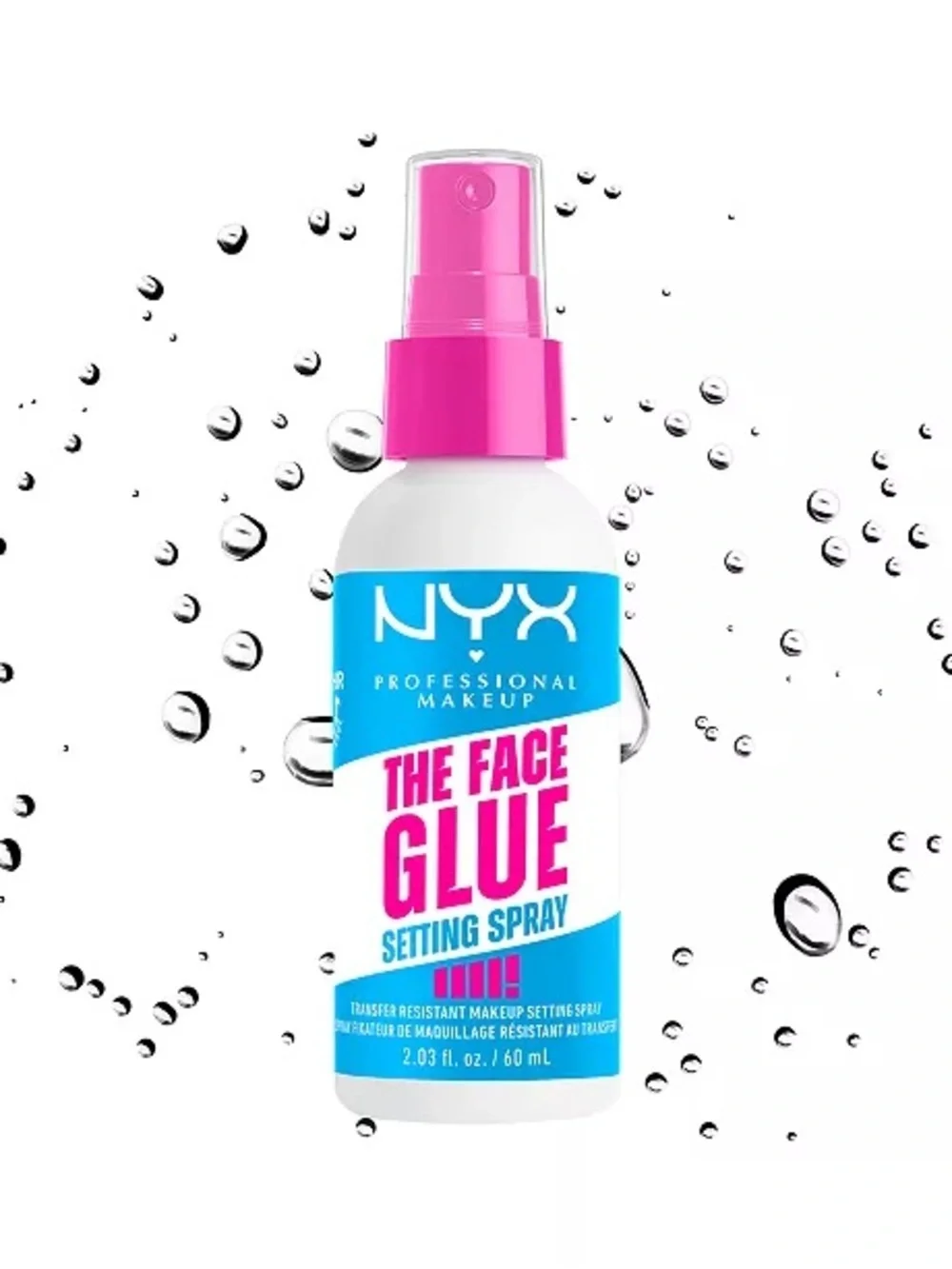 NYX The Face Glue Setting Spray - Pink & Blue Packaging